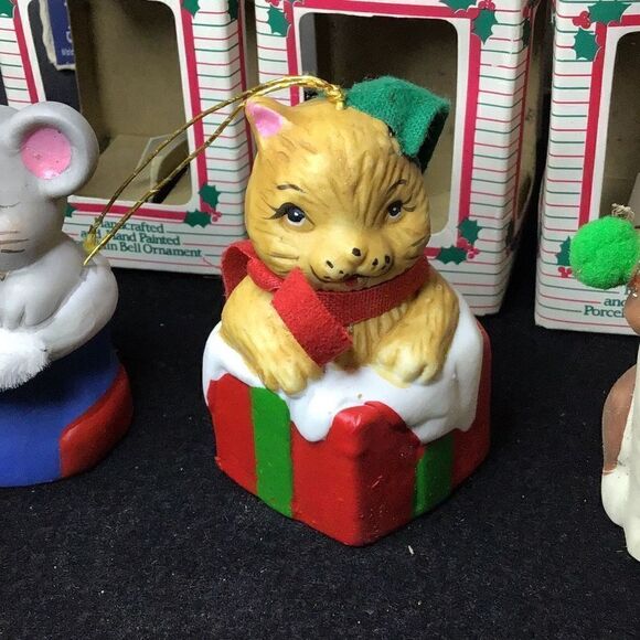 Ornaments set of 3 vintage hand painted and crafted animal bell ornaments by Gif - Picture 3 of 10